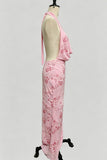 Halter Neck Floral Sequin Bodycon Dress