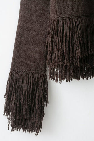 Fringe Trim Crew Neck Knit Cardigan