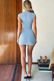 Keyhole Mock Neck Bodycon Mini Dress
