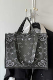 Paisley Print Quilted Tote Bag