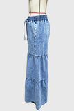 Drawstring Baggy Denim Pants