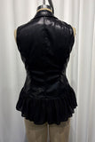 Notched Collar Ruffle Hem Sleeveless Vest