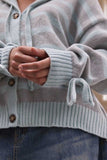 Striped Hooded Button-Front Knit Cardigan