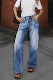 Washed Side-Pocket Straight Jeans