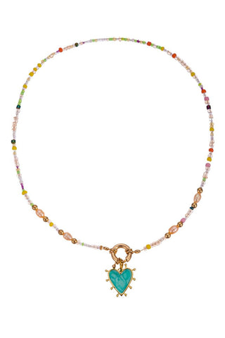 Heart Pendant Beaded Necklace