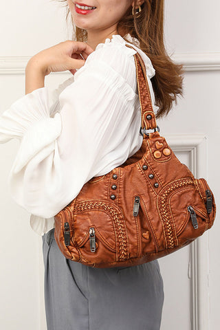 Multi-Pocket Zipper Shoulder Bag