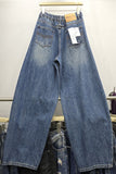 Asymmetric Button-Front Wide-Leg Baggy Jeans