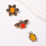 Flower Bee Beetle Brooch Set