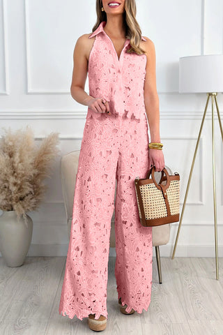 Sleeveless Lace Pants Set