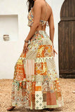 Patchwork Tiered Floral Maxi Skirt
