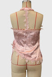 Lace Halter Tie-Front Tank