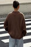 Striped Sleeve Toggle Front Knit Cardigan