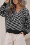 Striped Hooded Crop Sweatshirt