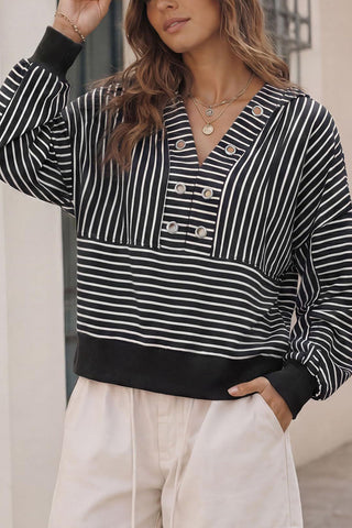 Striped Hooded Crop Sweatshirt
