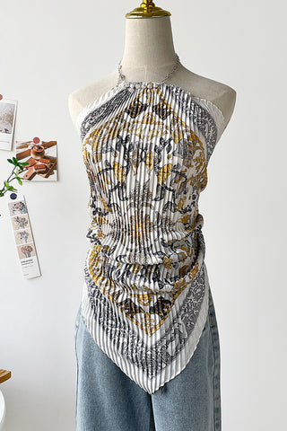 Pleated Halter Tank Top