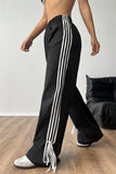 Leopard Print Side Stripe Wide Leg Pants