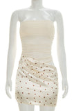Ruched Polka-Dot Tube Top Mini Dress