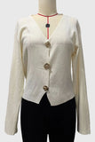 V-Neck Metallic Button Long Sleeve Cardigan