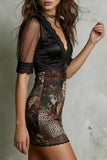 Floral Sheer Sleeve Mini Dress