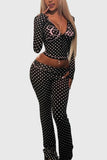 Polka Dot Hoodie and Flare Pants Set