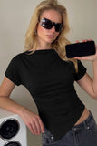 Boat Neck Asymmetrical Ruched Top