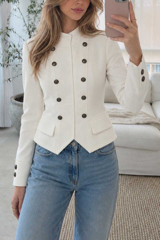 Double-Breasted Stand Collar Military Jacket