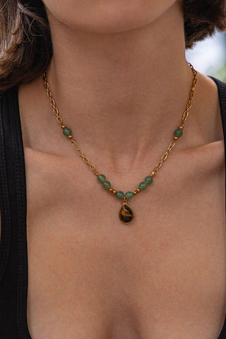 Natural Stone Pendant Chain Necklace