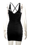 Ruched V-Neck Sleeveless Bodycon Mini Dress