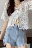 Floral Lace Button-Front Blouse