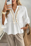 Ruffle Hem Button Blouse