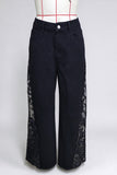 Sheer Lace Side Panel Baggy Jeans