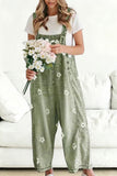 Floral Wide-Leg Denim Overalls