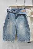 Wrap-Front Denim Shorts