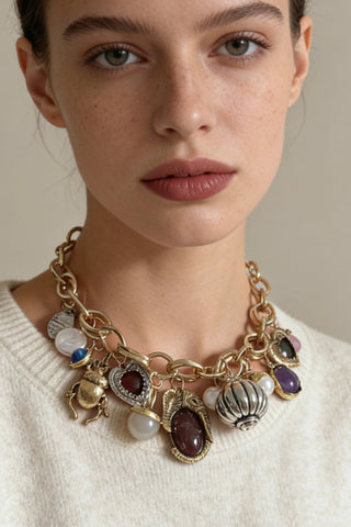Charm Chain Statement Necklace