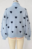 Heart Print Half-Zip Knit Sweater