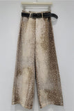 Animal Print Wide Leg Straight Jeans