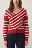 Striped Asymmetric Off-Shoulder Sweater