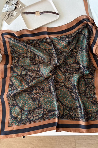 Paisley Print Satin Square Scarf