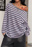 Striped Boat-Neck Long-Sleeve Top