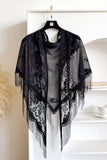 Floral Lace Open Front Fringe Cape