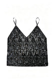 Sequin Geometric Beaded V-Neck Cami