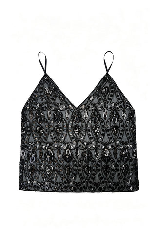 Sequin Geometric Beaded V-Neck Cami