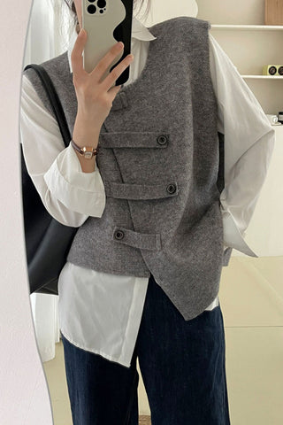 Asymmetrical Buckle-Front Vest