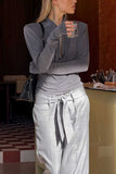 Ruched V-Neck Long Sleeve Top
