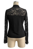 Floral Lace Mock Neck Long Sleeve Top