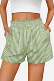 Striped Button-Front Casual Shorts