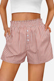 Striped Button-Front Casual Shorts