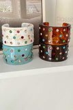 Marbled Rhinestone Wide Cuff Bracelet