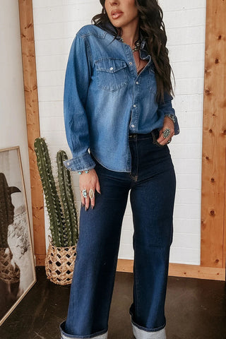 Long Sleeve Snap Button Western Shirt