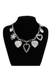 Multi-Charm Heart Pendant Chain Necklace